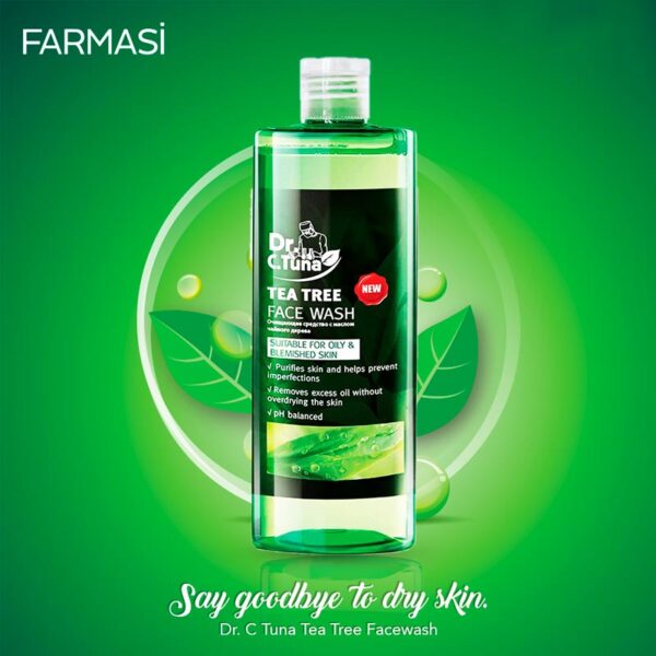 ژل شستشوی صورت ضدجوش تی تری حاوی روغن درخت چای دکتر سی تونا فارماسی  اصل Farmasi Dr C Tuna Tea Tree Series Face Wash - Image 2