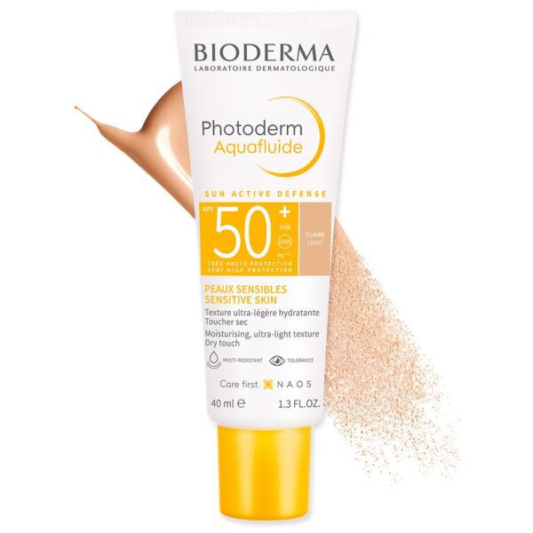 کرم ضد آفتاب آکوافلوید بایودرما اصل فرانسه فوتودرم SPF+50 رنگ روشن – Bioderma Photoderm Aquafluide Sunscreen SPF 50+ Claire – Sun Active Defense 40ml - Image 1