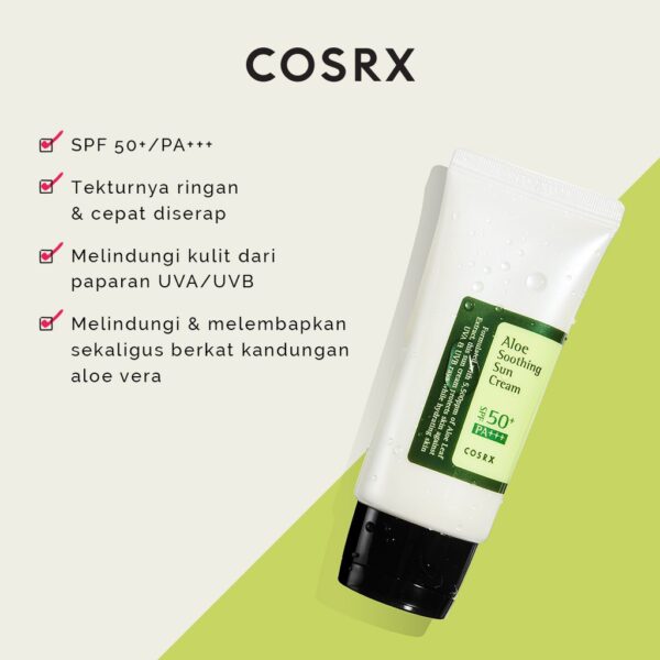 ضدآفتاب آبرسان و تسکین دهنده آلوئه ورا کوزارکس مدل cosrx aloe soothing sun cream spf50 - Image 4