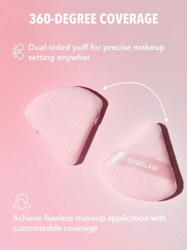 پک بلندر مثلثی سه عددی شیگلم SHEGLAM Powder Puff 1 Pcs Triangle Shaped Makeup Puff Soft Powder Puff Fan Puff Pink Beauty Makeup Tool Black Friday Sale Makeup Puff Sponge - Image 2