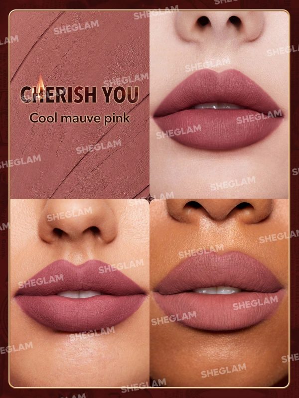 رژ جامد مات با دوام امبر رز شیگلم SHEGLAM Dynamatte Boom Long-Lasting Matte Lipstick - Image 4