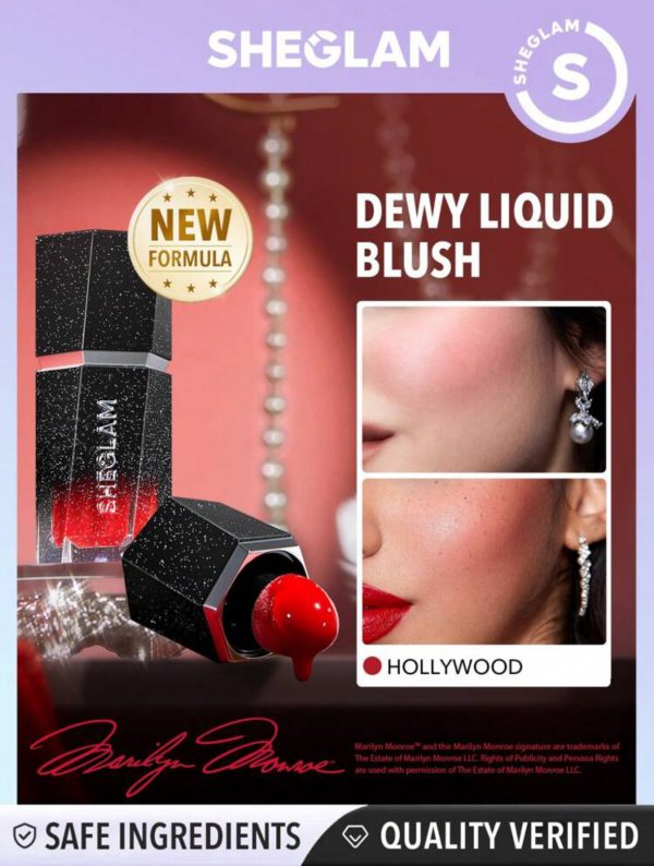 رژگونه مرلین مونرو شیگلمMarilyn Monroe X SHEGLAM Color Bloom Dewy Liquid Blush-Hollywood - Image 2