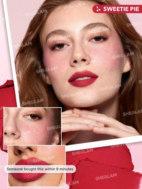 ست کرمی رژلب و رژگونه شیگلم SHEGLAM رنگ Very Cherry - Image 6