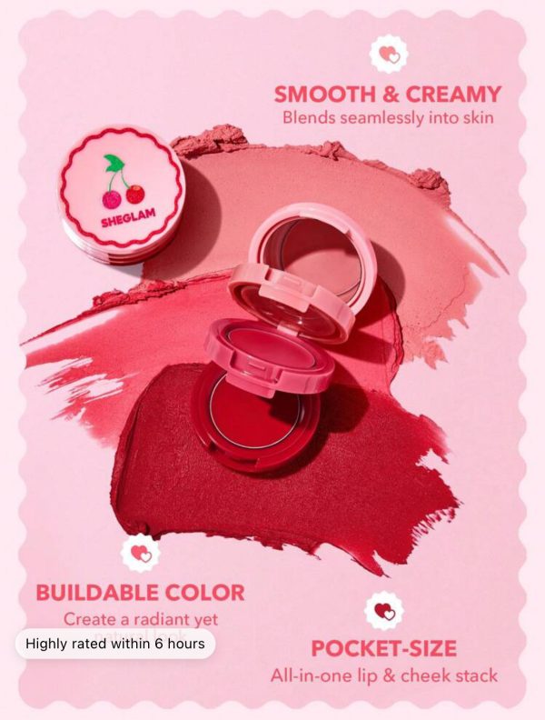 ست کرمی رژلب و رژگونه شیگلم SHEGLAM رنگ Very Cherry - Image 7