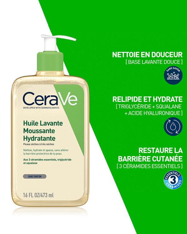 فوم شستشوی روغنی سراوی Cerave حاوی آبرسان پوست خشک و خیلی خشک ۴۷۳ میل - Image 2