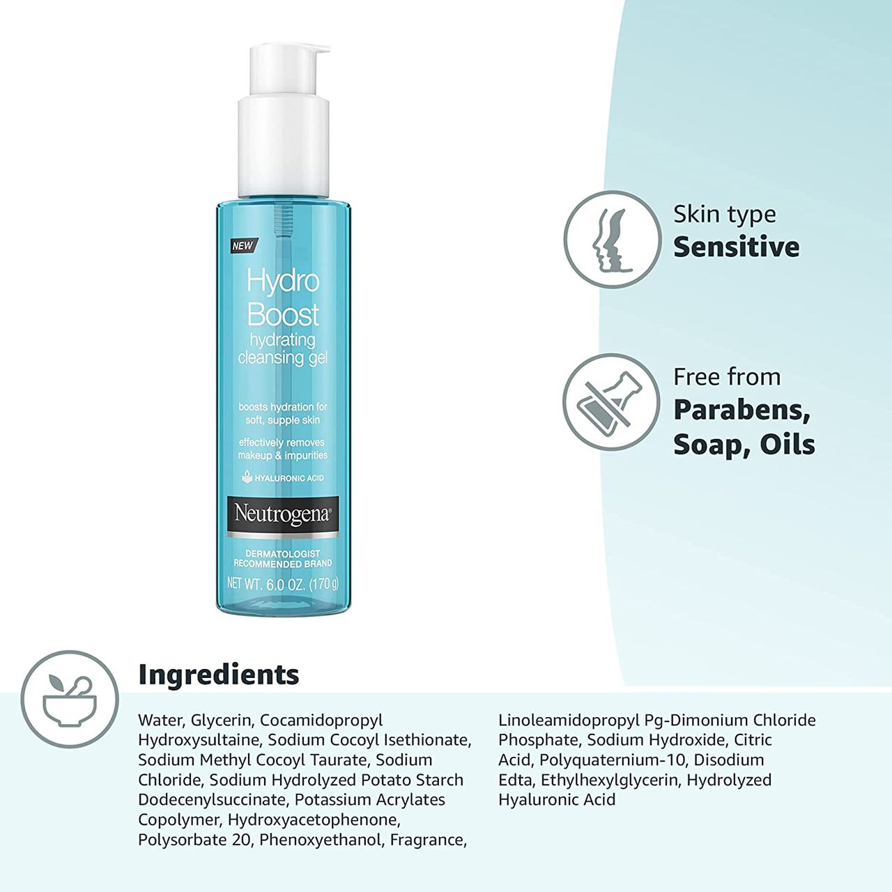 ژل شست و شوی صورت نیتروژنا Neutrogena Hydro Boost Jel حجم 200 میلی